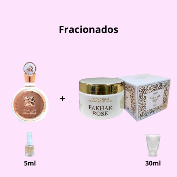 Combo Fracionado Fakhar Rose – Eau de Parfum 5ml + Pasta 30ml
